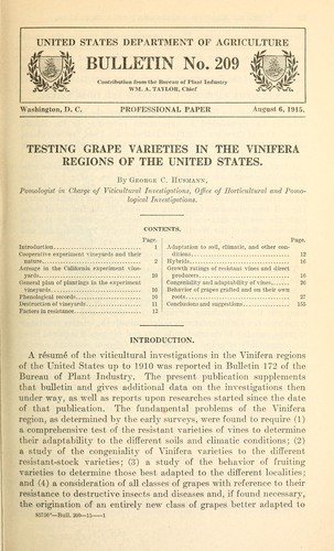 Testing grape varieties in the Vinifera regions of the United States