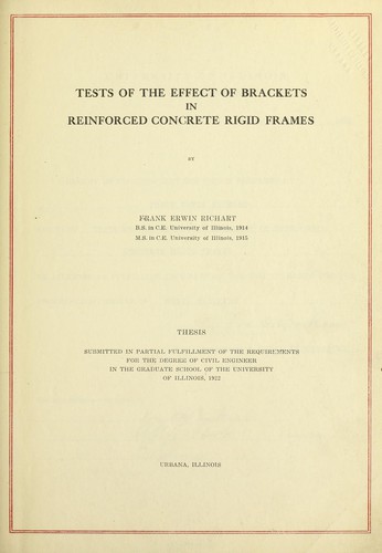 Tests of the effect of brackets in reinforced concrete rigid frames