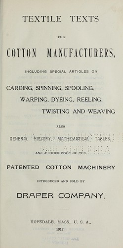 Textile texts for cotton manufacturers