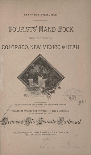 Tourists' hand-book, descriptive of Colorado, New Mexico and Utah