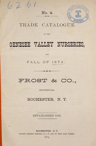Trade catalogue of the Genesee Valley Nurseries for fall of 1874