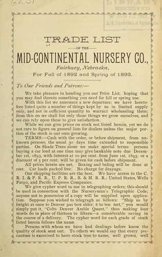 Trade list of the Mid-Continental Nursery Co. for fall of 1892 and spring of 1893