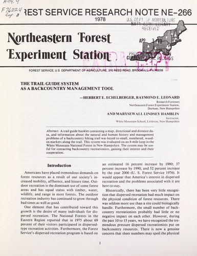 The trail guide system as a backcountry management tool