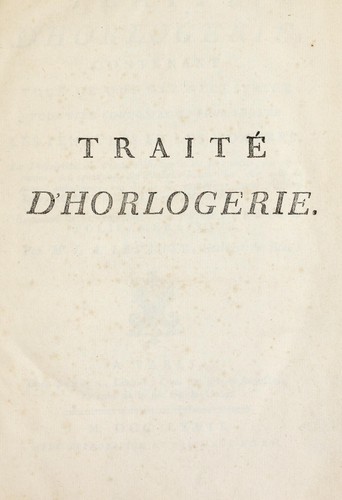 Traité d'horlogerie