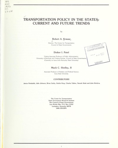 Transportation policy in the states