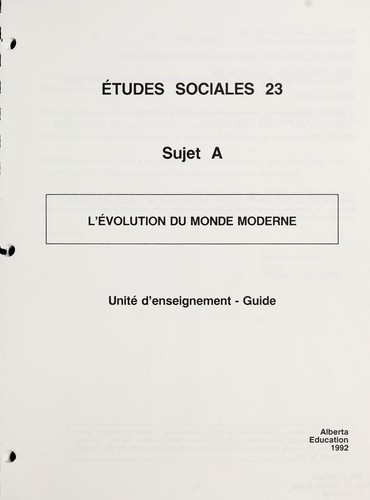 Etudes sociales 23, sujet A