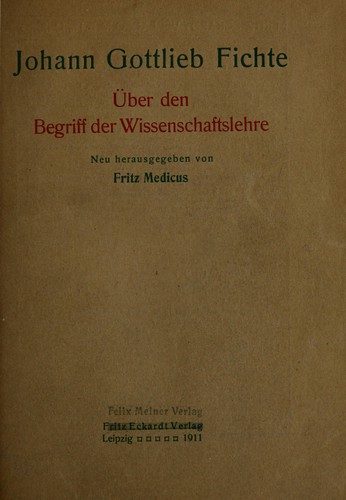 Über den Begriff der Wissenschaftslehre