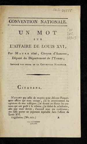 Un mot sur l'affaire de Louis XVI