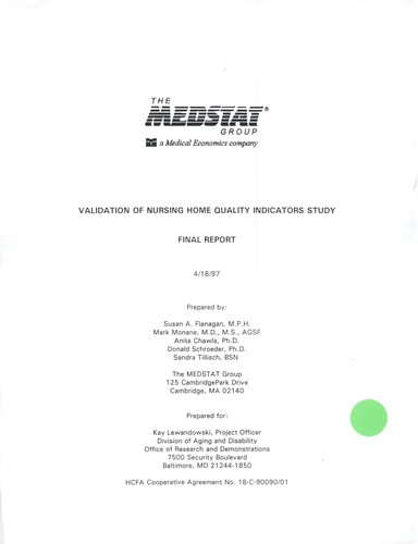 Validation of nursing home quality indicators study