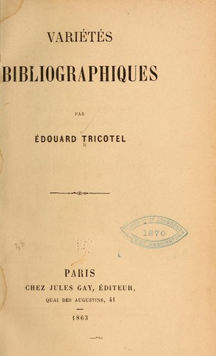 Variétés bibliographiques