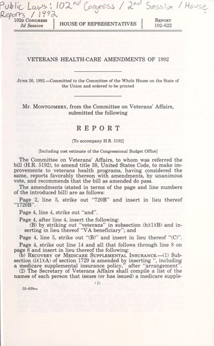 Veterans health-care amendments of 1992