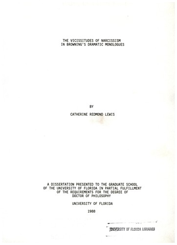 The vicissitudes of narcissism in Browning's dramatic monologues