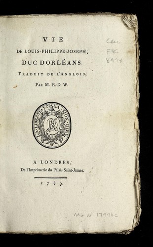 Vie de Louis-Philippe-Joseph, Duc d'Orle ans