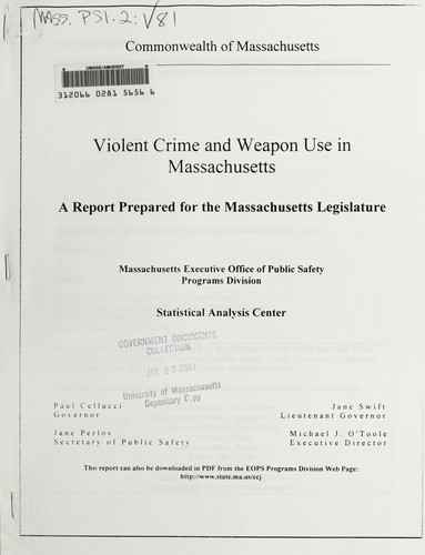 Violent crime and weapon use in Massachusetts