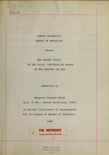 Who become pupils in the girls' continuation school of New Bedford and why