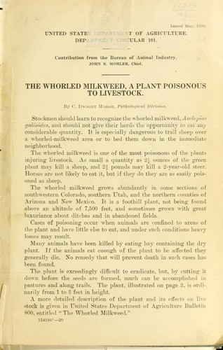 The whorled milkweed, a plant poisonous to livestock