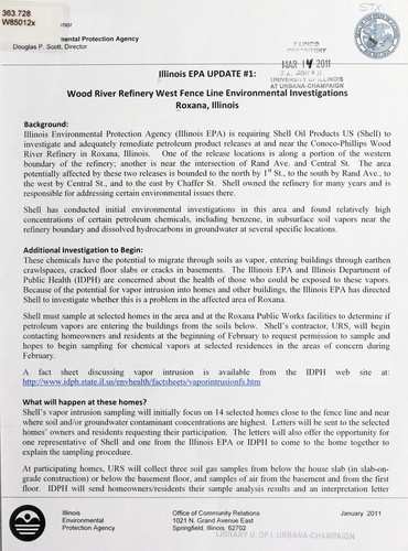 Wood River Refinery west fence line environmental investigations, Roxana, Illinois