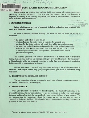 Your rights regarding medication