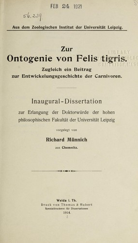 Zur Ontogenie von Felis tigris