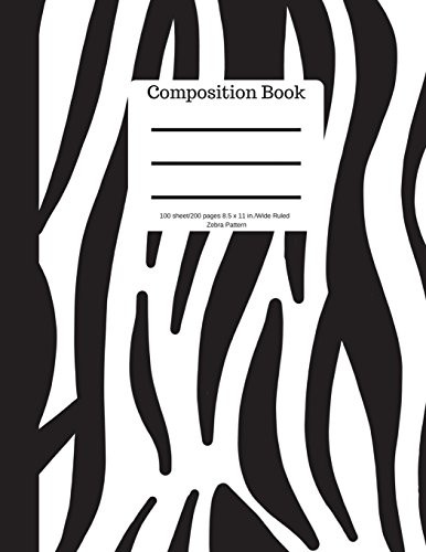 Composition Book 100 sheet/200 pages 8.5 x 11 in.-Wide Ruled- Zebra Pattern