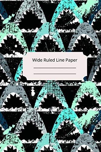 Scary Shark Theme Wide Ruled Line Paper