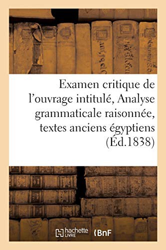 Examen critique de l'ouvrage intitulé