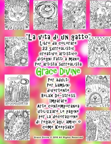 La Vita di un Gatto Libro da Colorare 22 Surrealistic Creativo Artistico Disegni Fatti A Mano Per Artista Surrealista Grace Divine