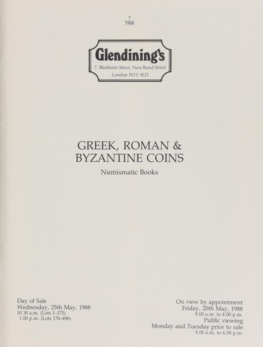 Greek, Roman & Byzantine coins, [including] a Judea, First Revolt against Rome, silver shekel, chalice, rev. stem of three pomegranates; [and] a Probus, gold quinarius, Rome, laureate, cuirassed bust; rev. Mars running, carrying spear and shield; [also] numismatic books, [etc.] ...