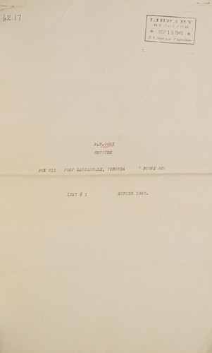 Orchids List # 1, summer 1945