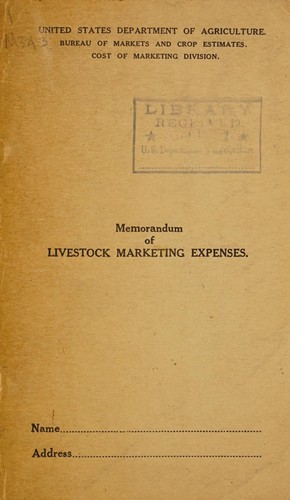 Memorandum of livestock marketing expenses