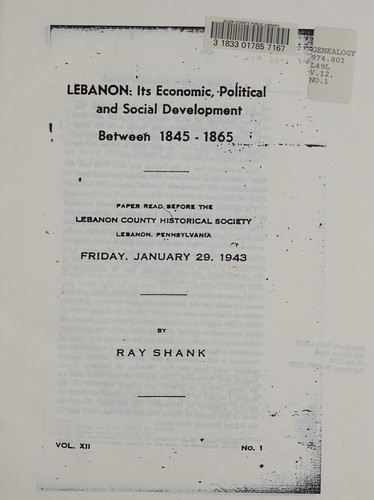Lebanon, its economic, political and social development between 1845-1865