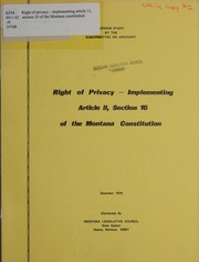 Right of privacy--implementing Article II, section 10 of the Montana Constitution