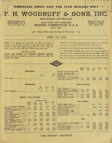 Wholesale price list for seed dealers only, April 14, 1945