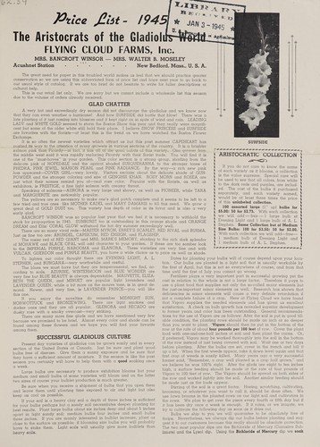 Price list, 1945