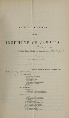 Annual report of the Institute of Jamaica