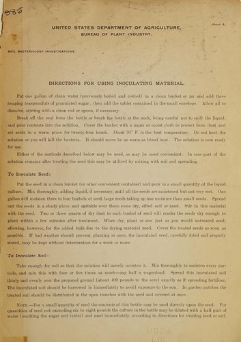 Directions for using inoculating material