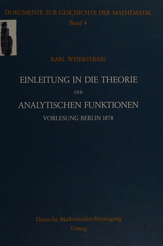 Einleitung in die Theorie der analytischen Funktionen