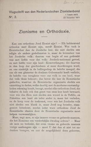 Zionisme en Orthodoxie