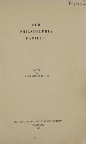 Old Philadelphia families
