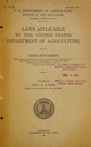 Laws applicable to the United States Department of Agriculture
