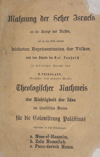 Die Colonisierung Paläsina's