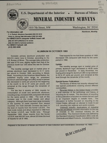 Aluminum in October 1993