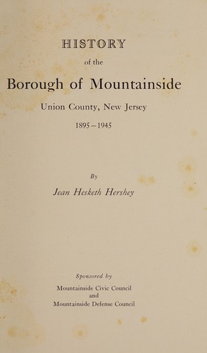 History of the borough of Mountainside, Union County, New Jersey, 1895-1945