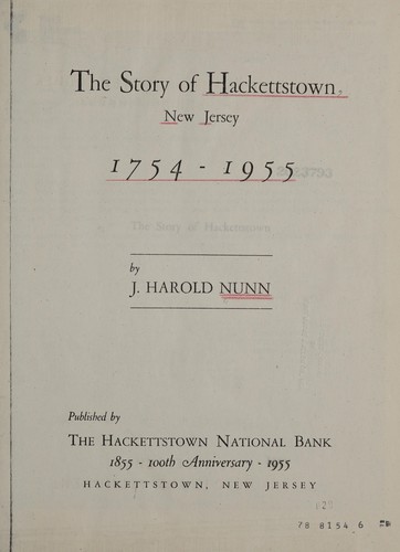 The story of Hackettstown, New Jersey, 1754-1955