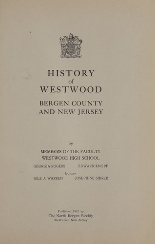 History of Westwood, Bergen County and New Jersey