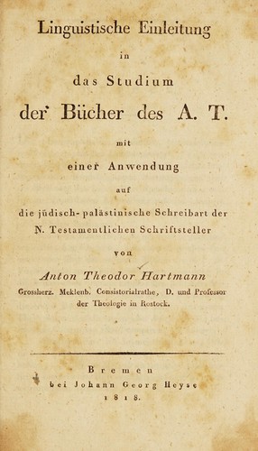 Linguistische Einleitung in das Studium der Bücher des A.T.