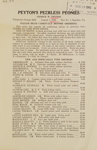 Peyton's peerless peonies, August 1, 1946