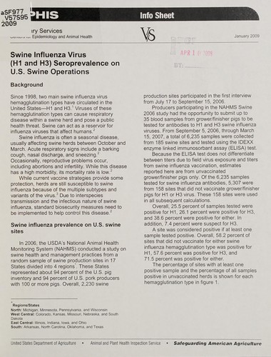 Swine influenza virus (H1 and H3) seroprevalence on U.S. swine operations