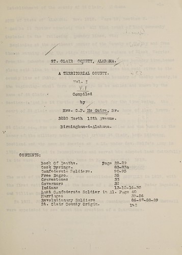 St. Clair County, Alabama, a territory county