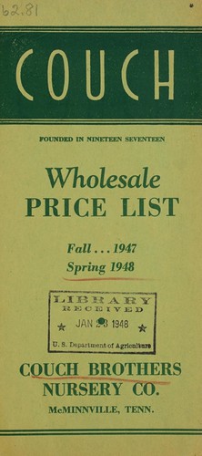 Wholesale price list, fall 1947, spring 1948